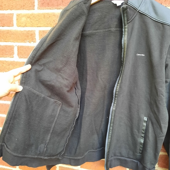 Calvin Klein Lightweight Faux Leather Trim Full Zip Jacket Everyday Work Travel - Picture 5 of 13